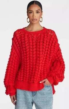 KBB by Kahlana Women's The Chunky Knit Crew Pullover Sweater